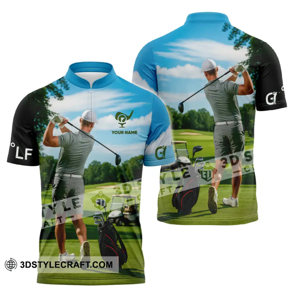Unisex Shirt - Custom Golf Man Shirt Zipper Polo Shirt / S T-shirt