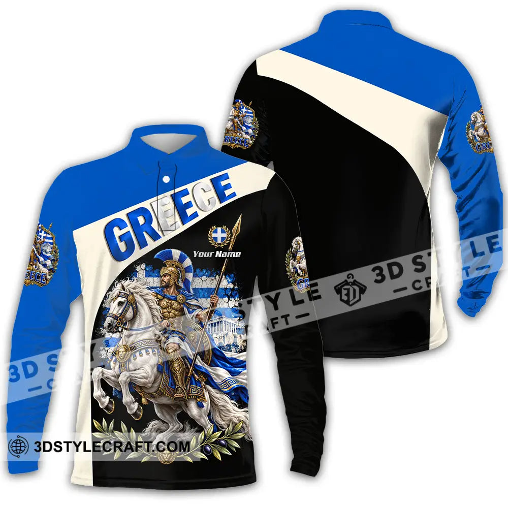 Unisex Shirt - Custom Greece Shirt - Long Sleeve Polo / S - T-shirt