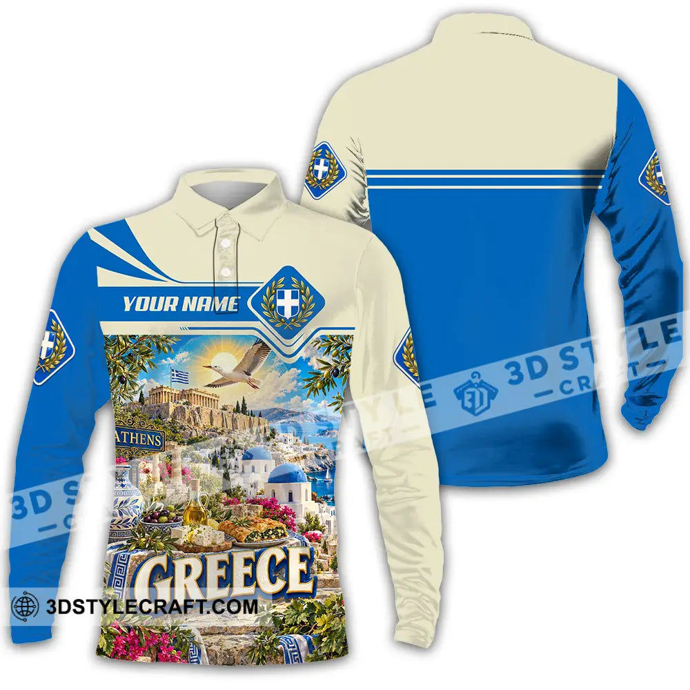 Unisex Shirt - Custom Greece Shirt - Long Sleeve Polo / S - T-shirt