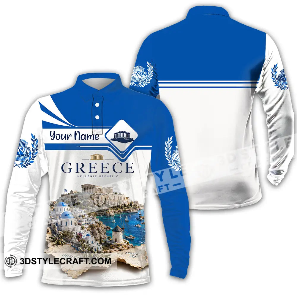 Unisex Shirt - Custom Greece Shirt - Long Sleeve Polo / S - T-shirt