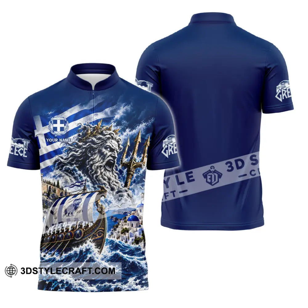 Unisex Shirt - Custom Greece Shirt - Zipper Polo Shirt / S - T-shirt