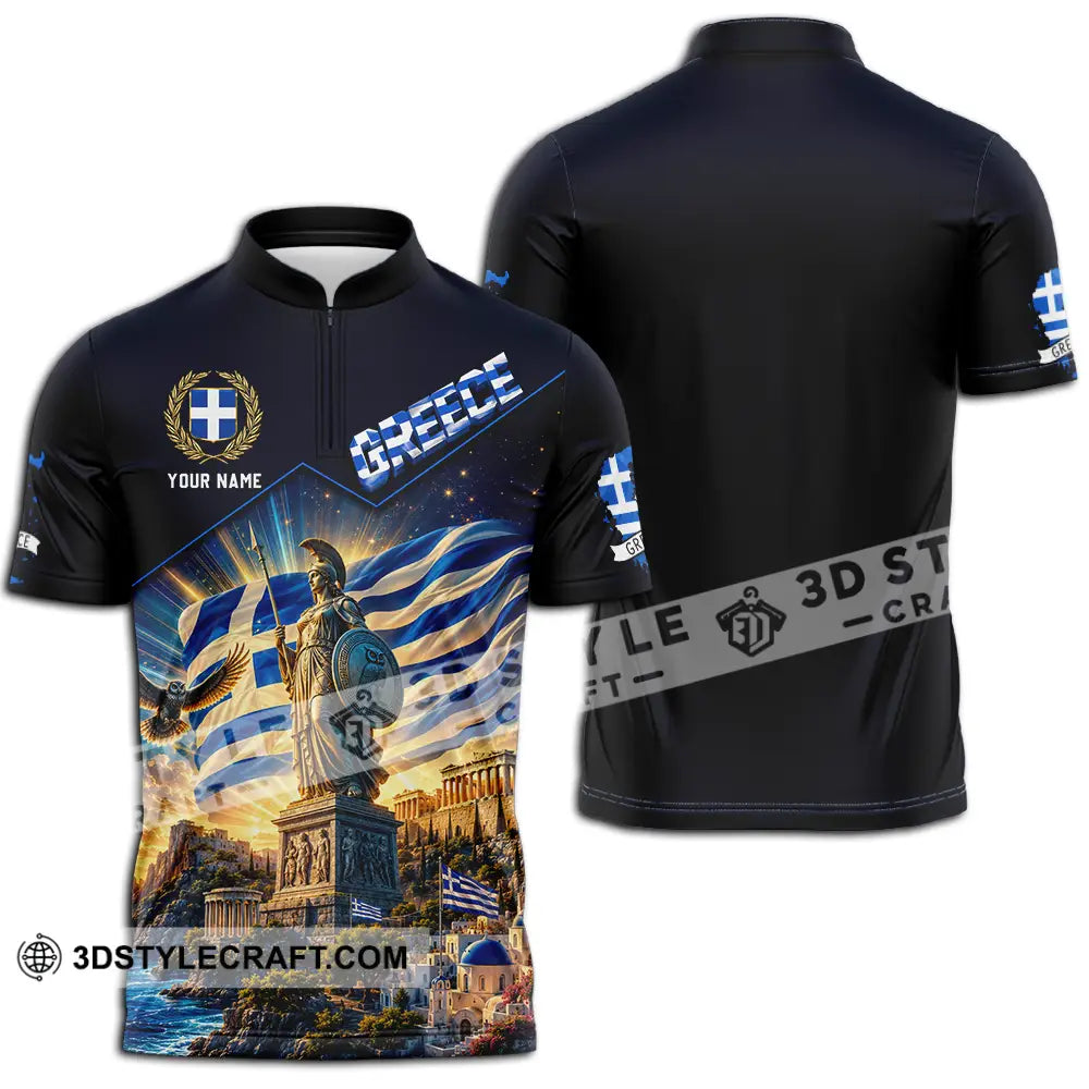 Unisex Shirt - Custom Greece Shirt - Zipper Polo Shirt / S - T-shirt
