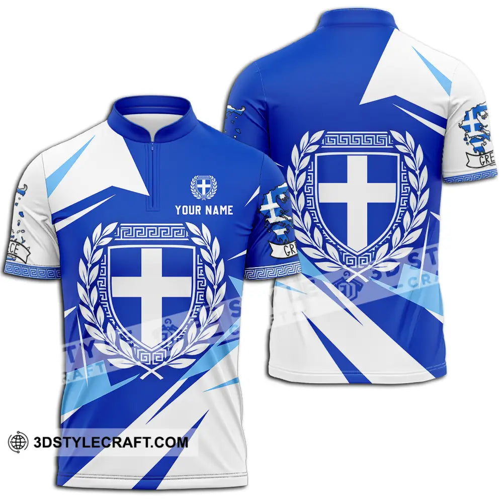 Unisex Shirt - Custom Greece Shirt - Zipper Polo Shirt / S - T-shirt