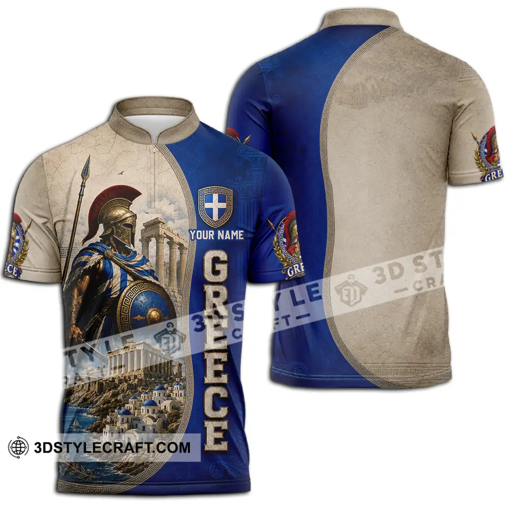 Unisex Shirt - Custom Greece Shirt - Zipper Polo Shirt / S - T-shirt