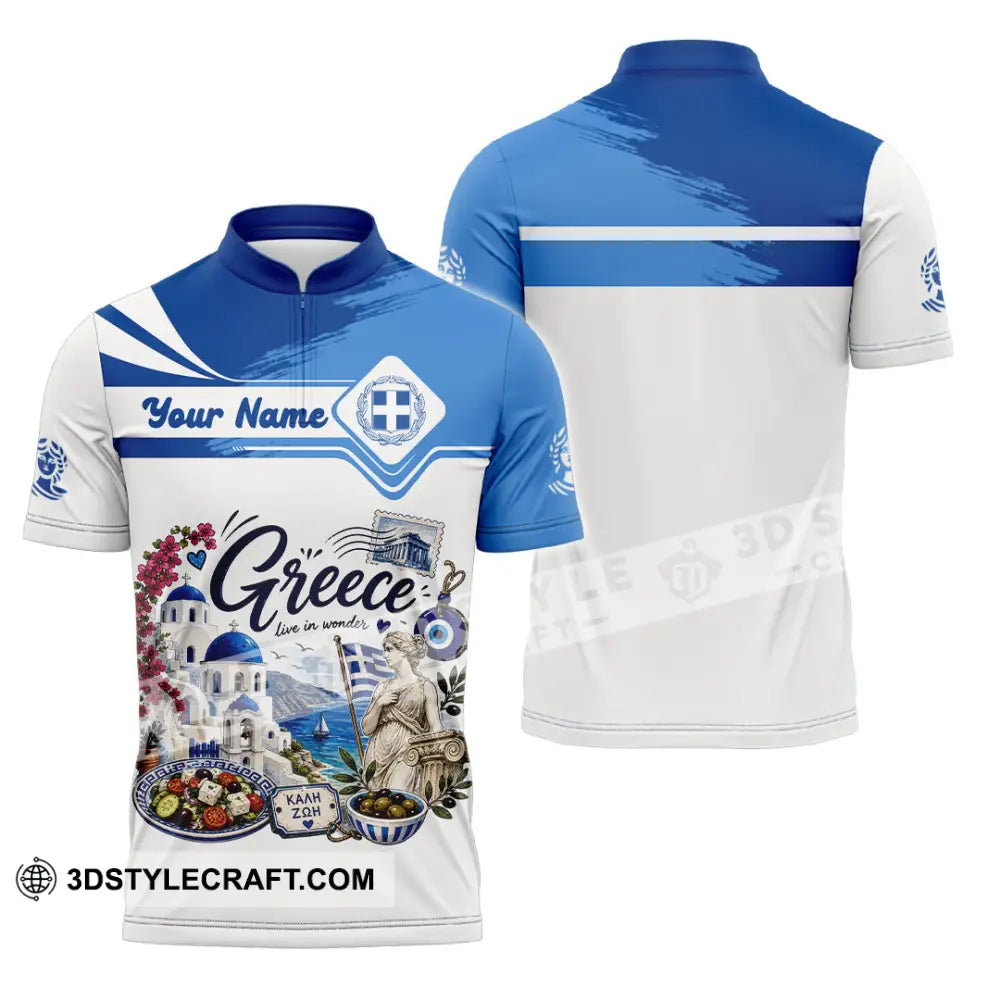Unisex Shirt - Custom Greece Shirt - Zipper Polo Shirt / S - T-shirt