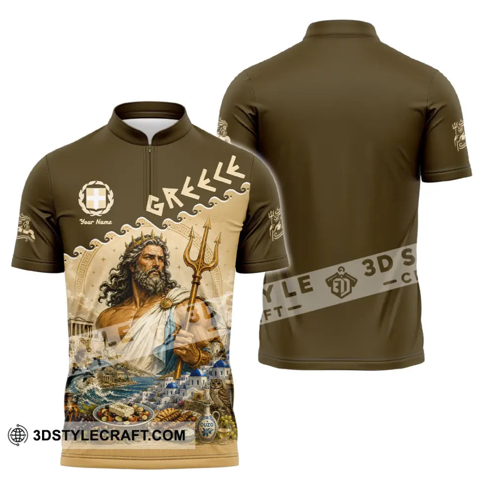 Unisex Shirt - Custom Greece Shirt - Zipper Polo Shirt / S - T-shirt