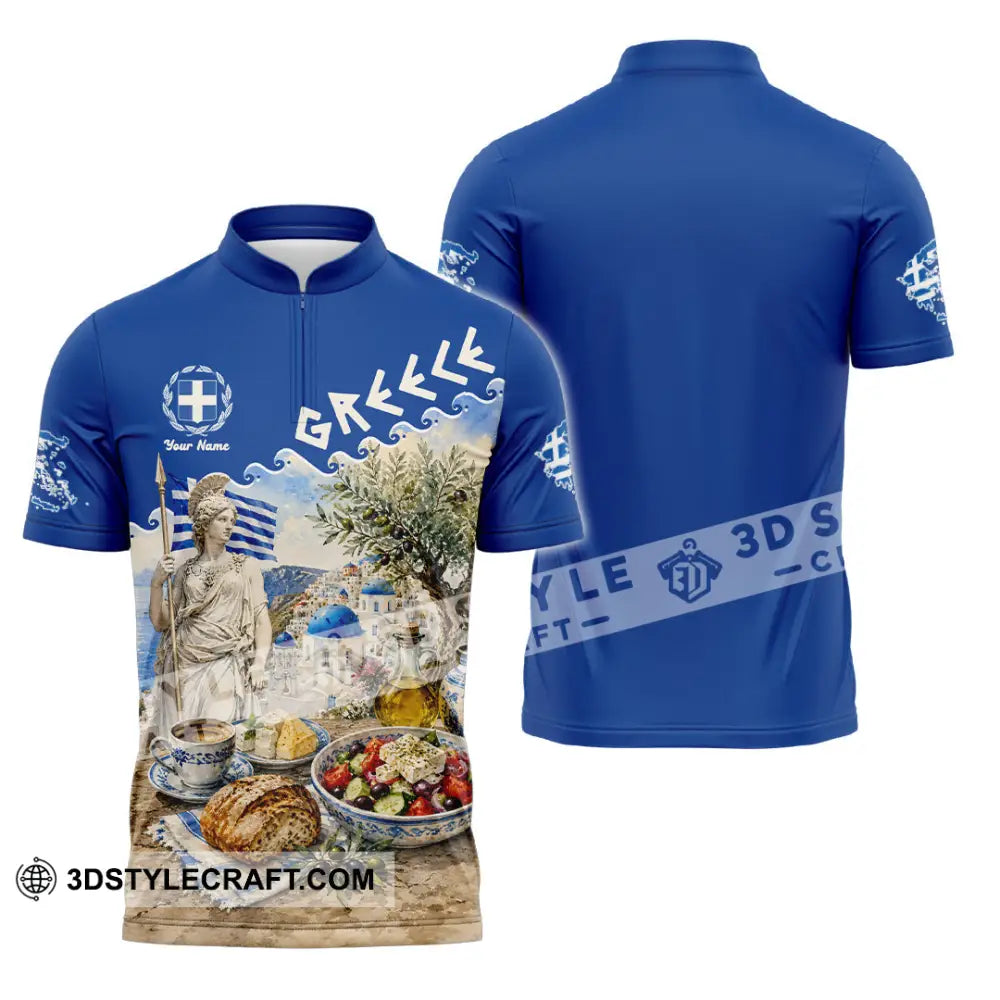Unisex Shirt - Custom Greece Shirt - Zipper Polo Shirt / S - T-shirt