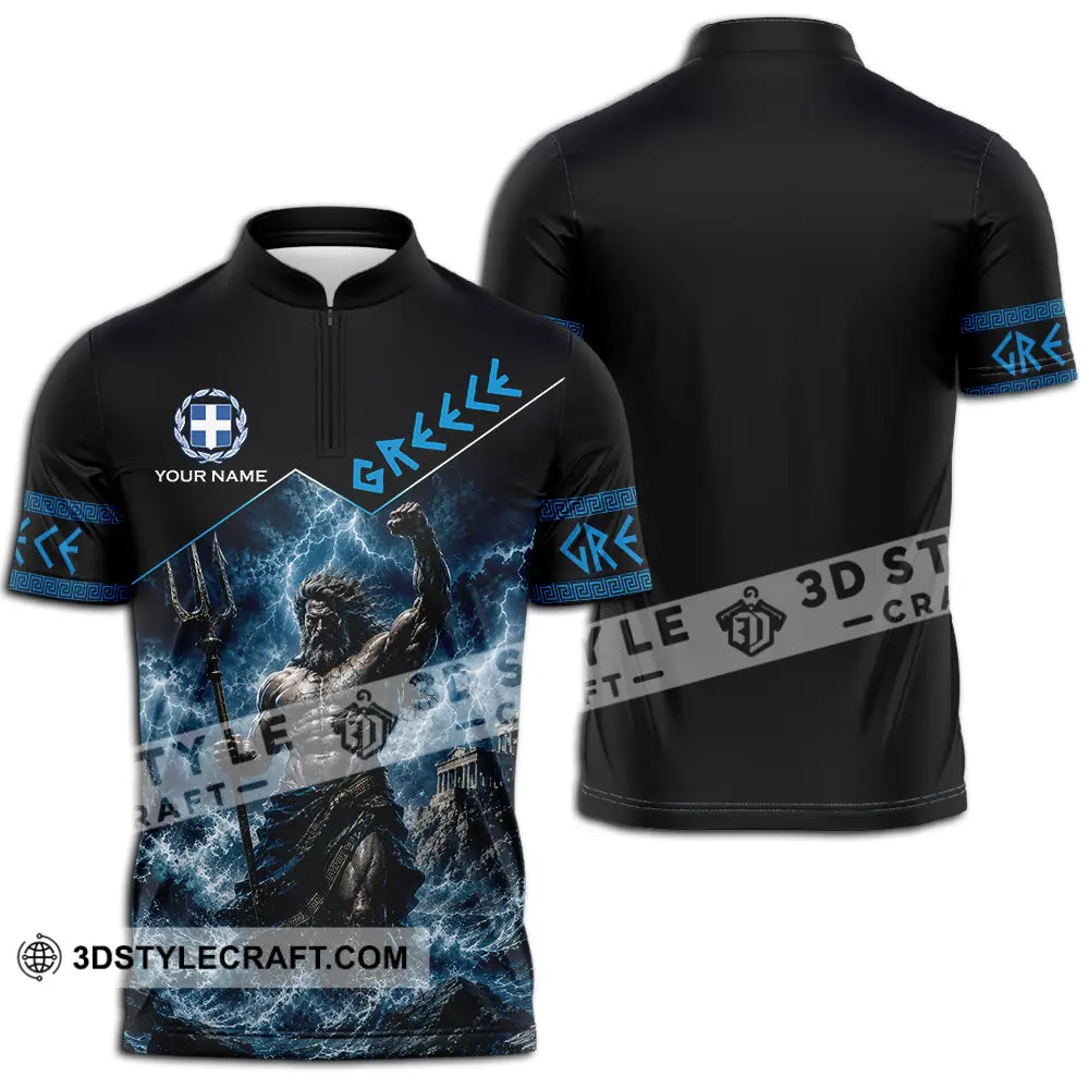 Unisex Shirt - Custom Greece Shirt - Zipper Polo Shirt / S - T-shirt