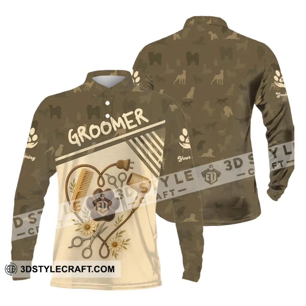 Unisex Shirt - Custom Groomer Shirt Long Sleeve Polo / S T-shirt