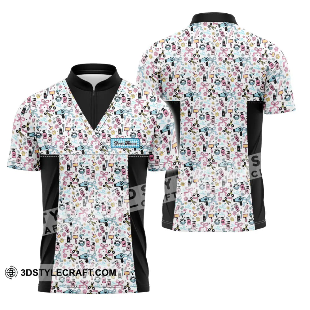 Unisex Shirt Custom Groomer Shirt Zipper Polo Shirt / S T shirt