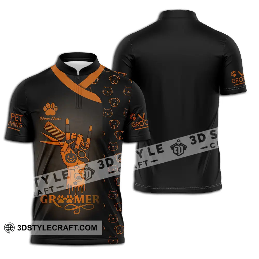 Unisex Shirt Custom Groomer Shirt Zipper Polo Shirt / S T shirt