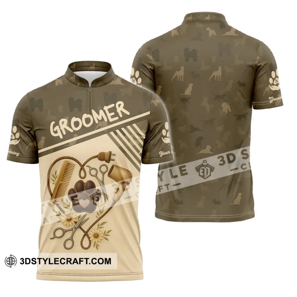 Unisex Shirt - Custom Groomer Shirt Zipper Polo Shirt / S T-shirt