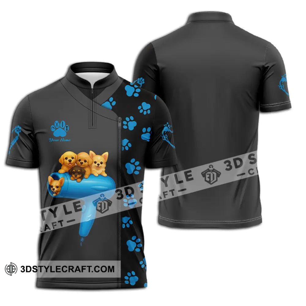 Unisex Shirt Custom Groomers Shirt Zipper Polo Shirt / S T shirt