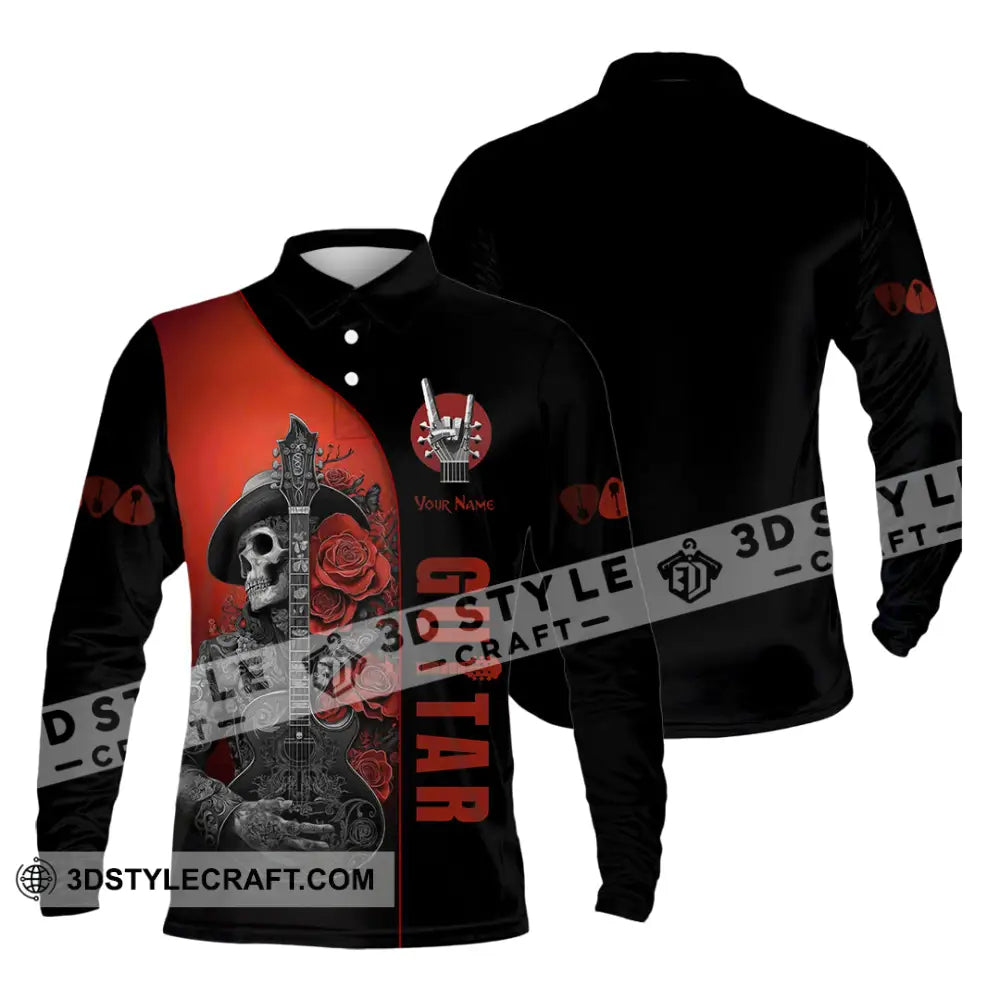 Unisex Shirt Custom Guitar Player Shirt Long Sleeve Polo / S T shirt