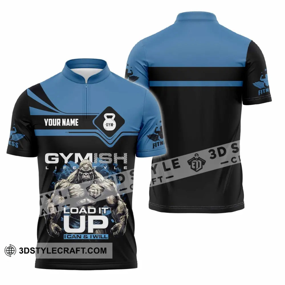 Unisex Shirt Custom Gymish Life Style Load It Up Shirt Zipper Polo Shirt / S T shirt