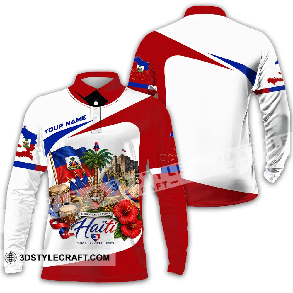 Unisex Shirt - Custom Haiti Shirt - Long Sleeve Polo / S - T-shirt