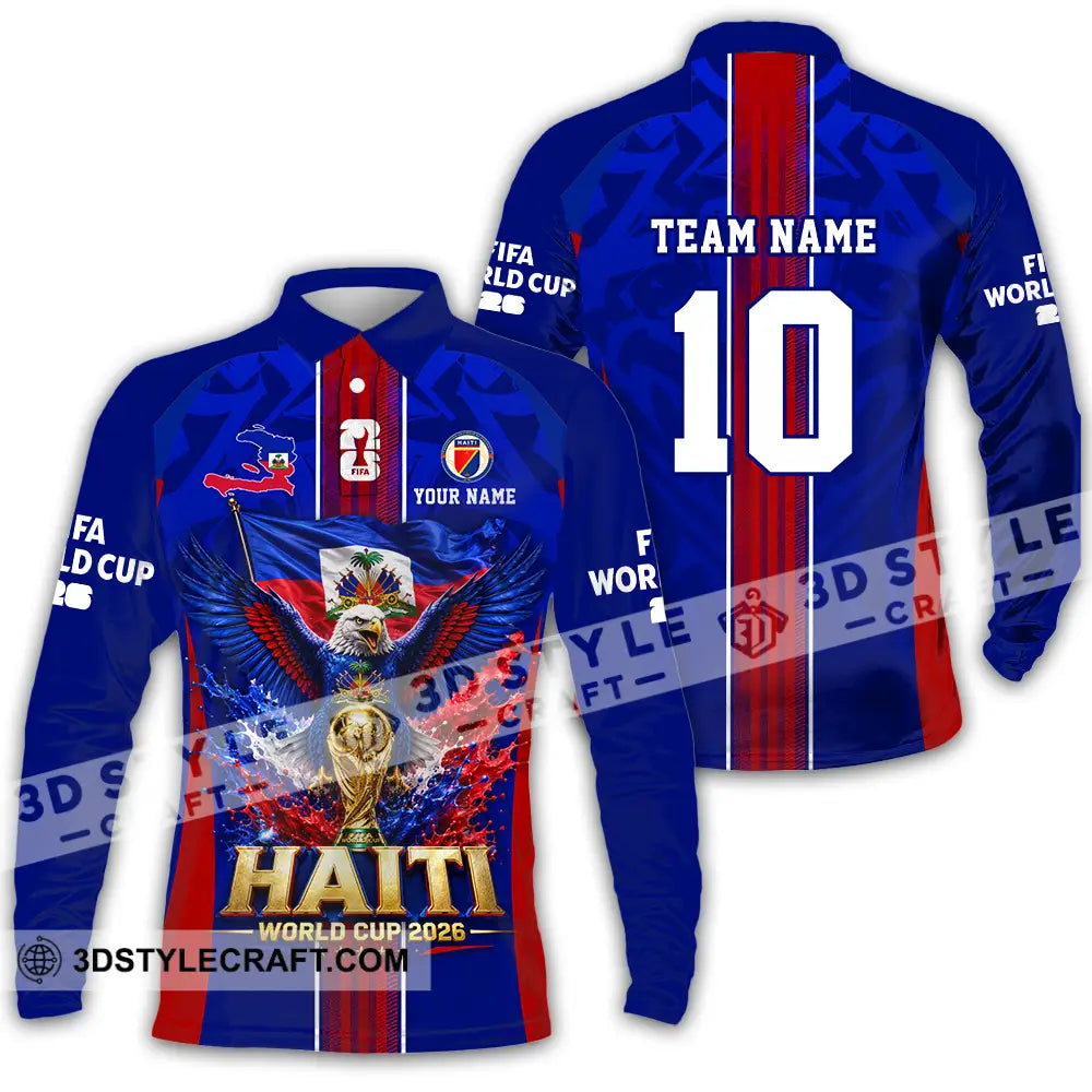 Unisex Shirt - Custom Haiti World Cup 2026 Shirt - Long Sleeve Polo / S - T-shirt