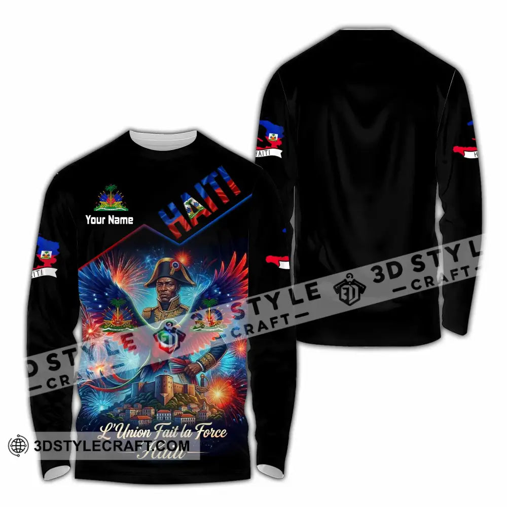 Unisex Shirt - Custom Haiti L’Union Fait La Force Shirt - Long Sleeve Shirt / S - T-shirt