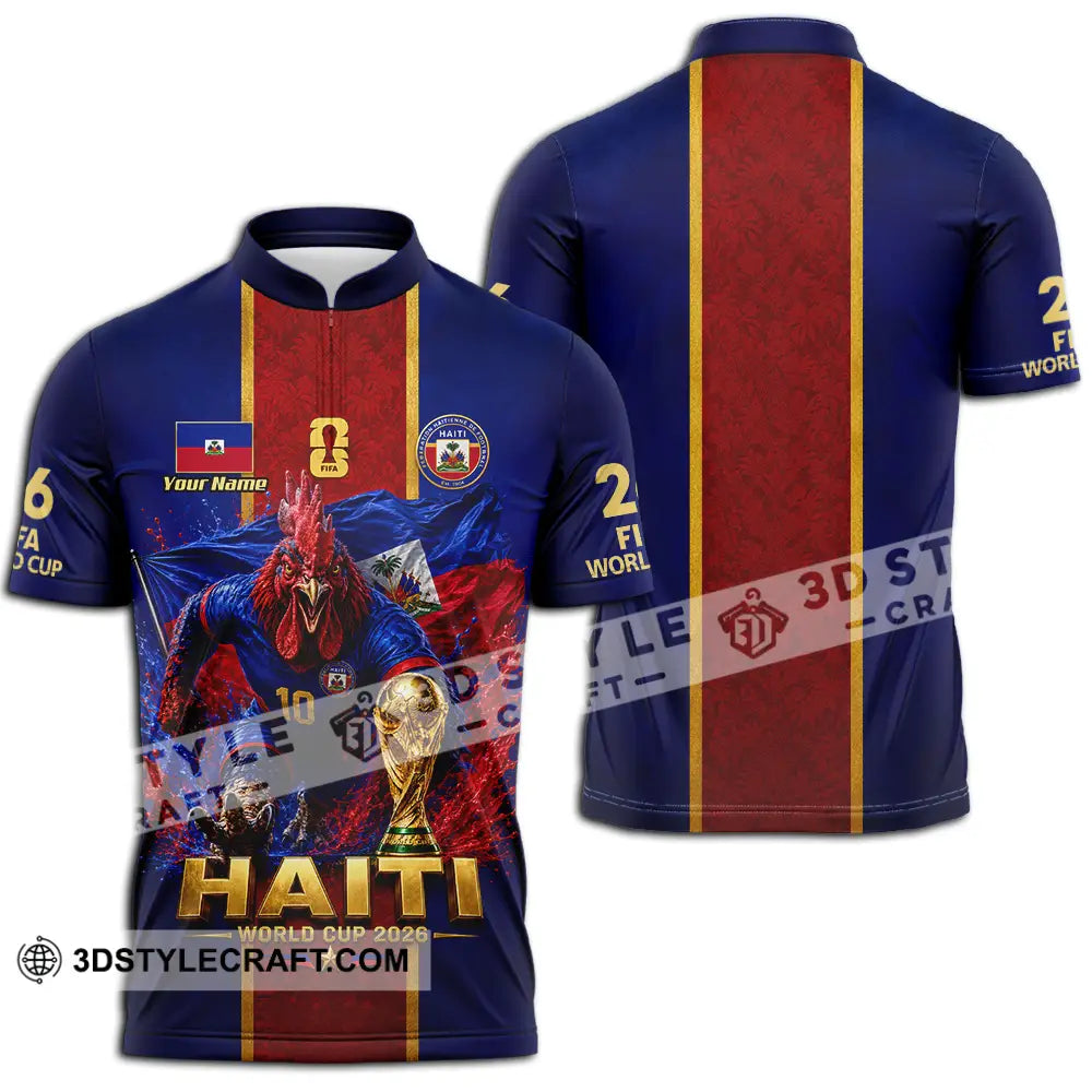 Unisex Shirt - Custom Haiti World Cup 2026 Shirt - Zipper Polo Shirt / S - T-shirt