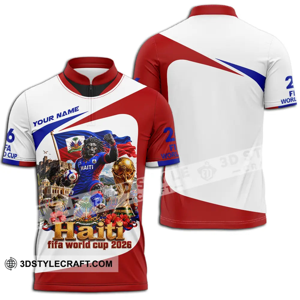 Unisex Shirt - Custom Haiti World Cup 2026 Shirt - Zipper Polo Shirt / S - T-shirt