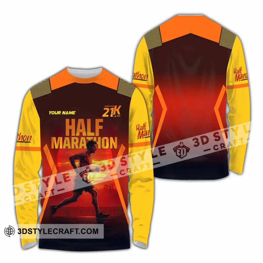 Unisex Shirt - Custom Half Marathon Run 3D Shirt Long Sleeve Shirt / S T-shirt