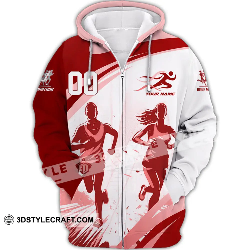 Unisex Shirt - Custom Half Marathon Run 3D Shirt Zipper Hoodie / S T-shirt
