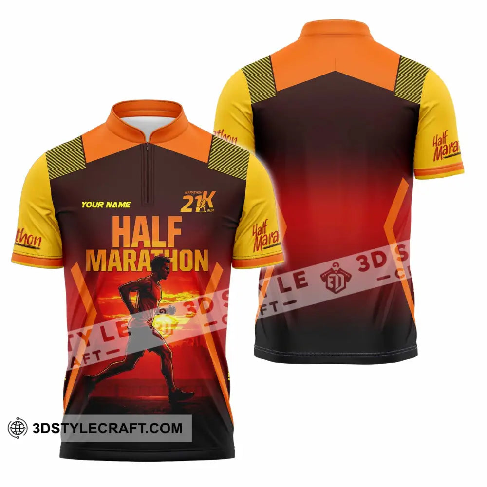 Unisex Shirt - Custom Half Marathon Run 3D Shirt Zipper Polo Shirt / S T-shirt