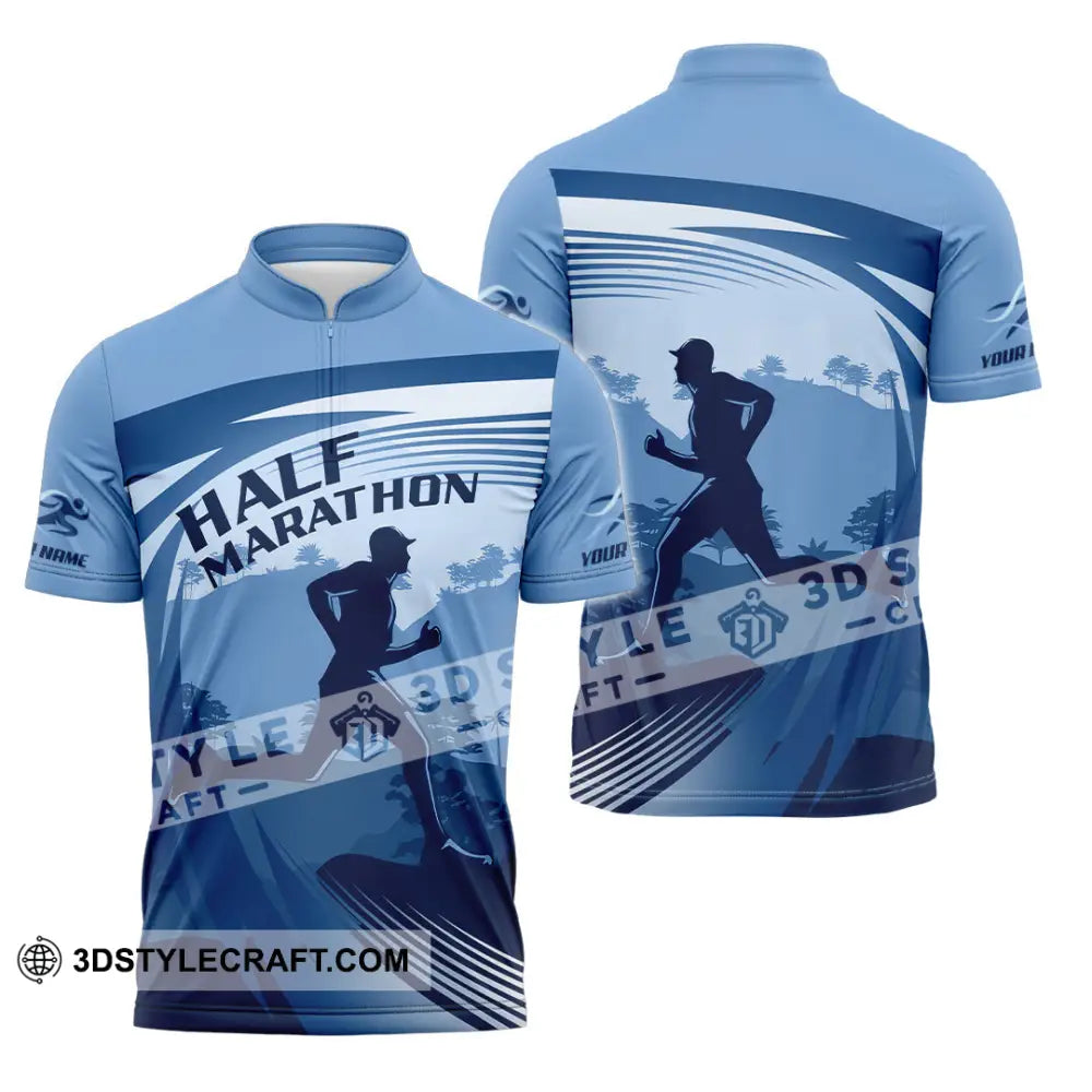 Unisex Shirt - Custom Half Marathon Run 3D Shirt Zipper Polo Shirt / S T-shirt