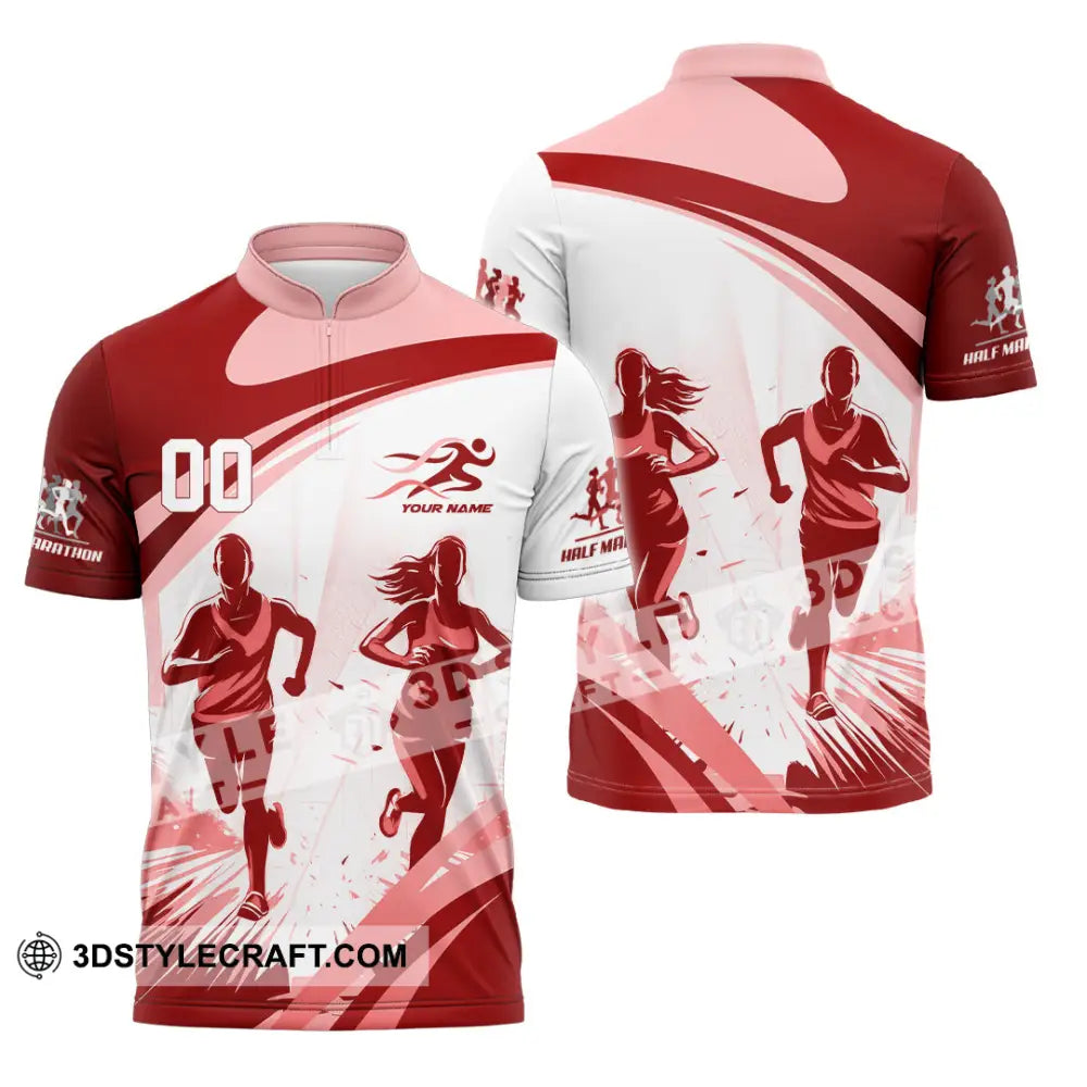 Unisex Shirt - Custom Half Marathon Run 3D Shirt Zipper Polo Shirt / S T-shirt