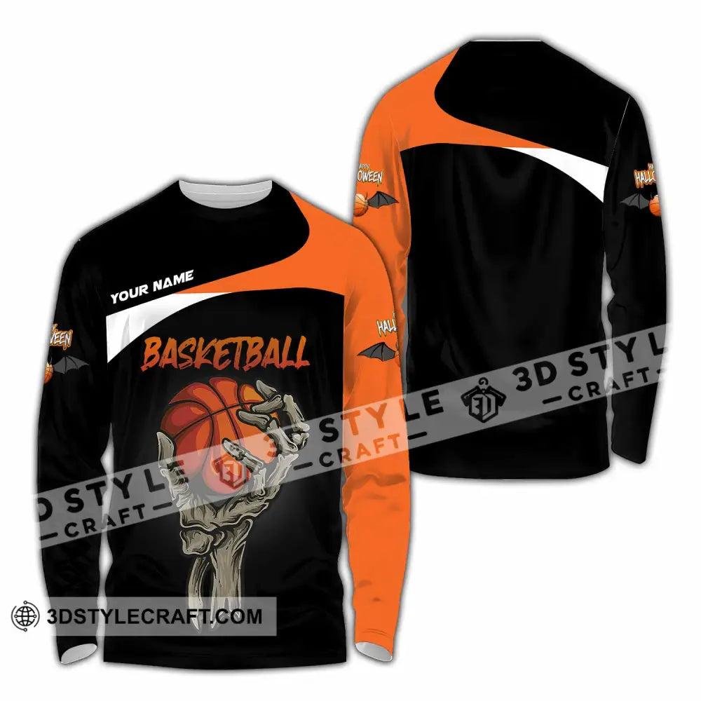 Unisex Shirt Custom Halloween Basketball Sport Shirt Long Sleeve Shirt / S T shirt