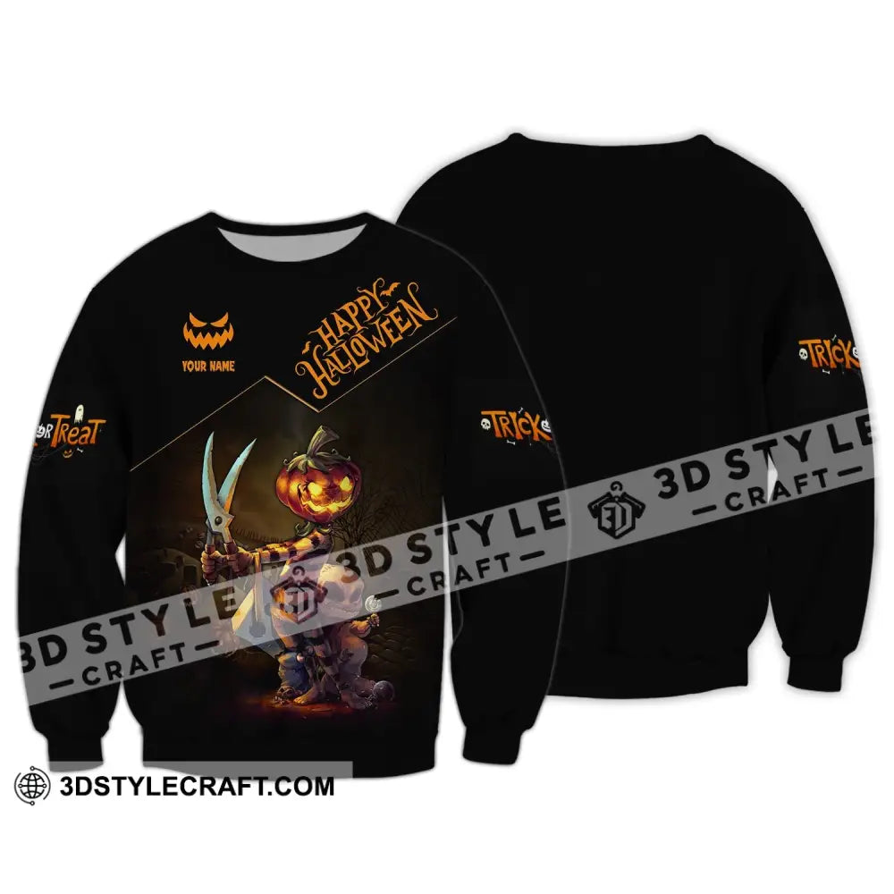 Unisex Shirt Custom Halloween T-Shirt Happy For Long Sleeve / S