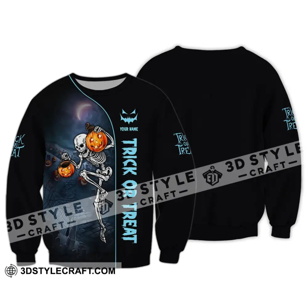 Unisex Shirt Custom Halloween T-Shirt Trick Or Treat For Long Sleeve / S