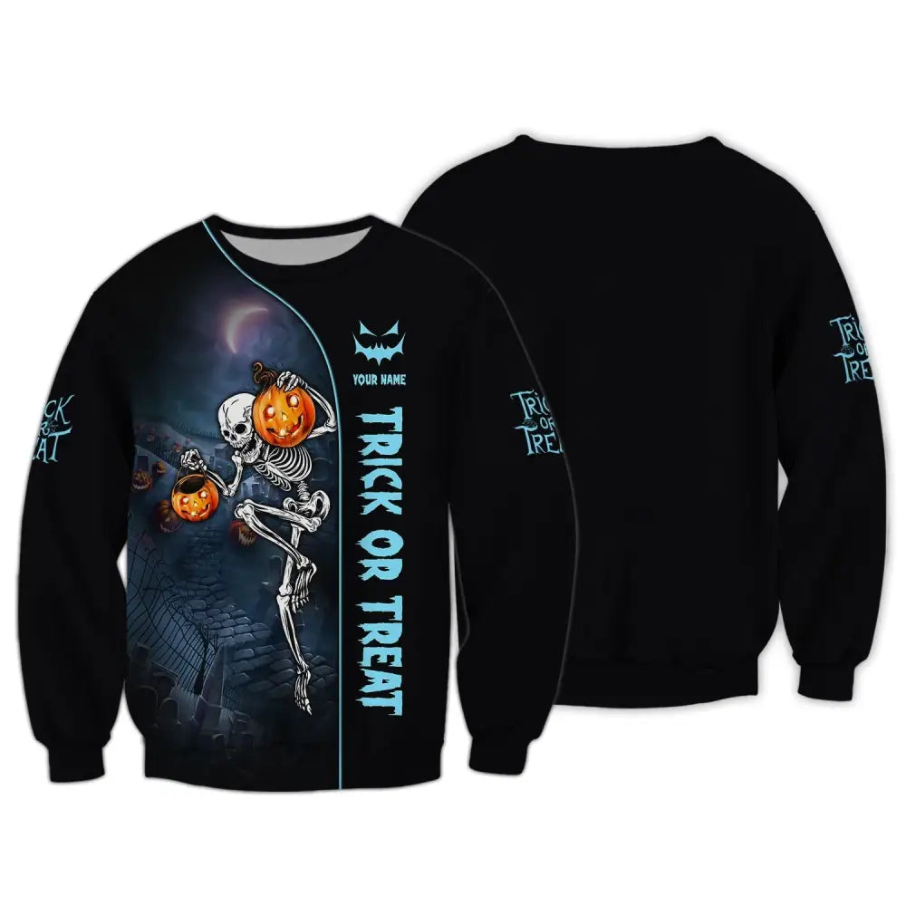 Unisex Shirt Custom Halloween T-Shirt Trick Or Treat For Long Sleeve / S
