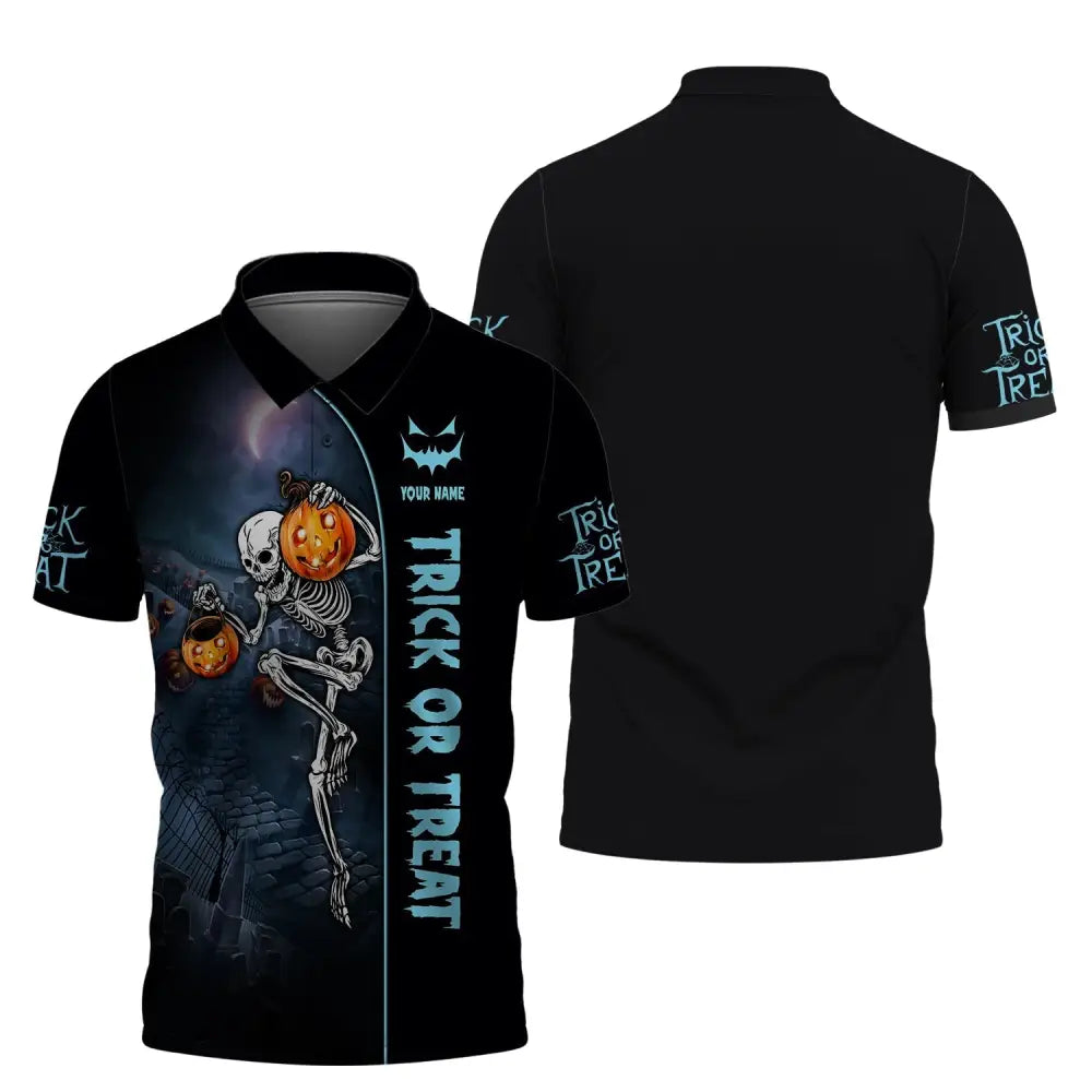 Unisex Shirt Custom Halloween T-Shirt Trick Or Treat For Polo / S