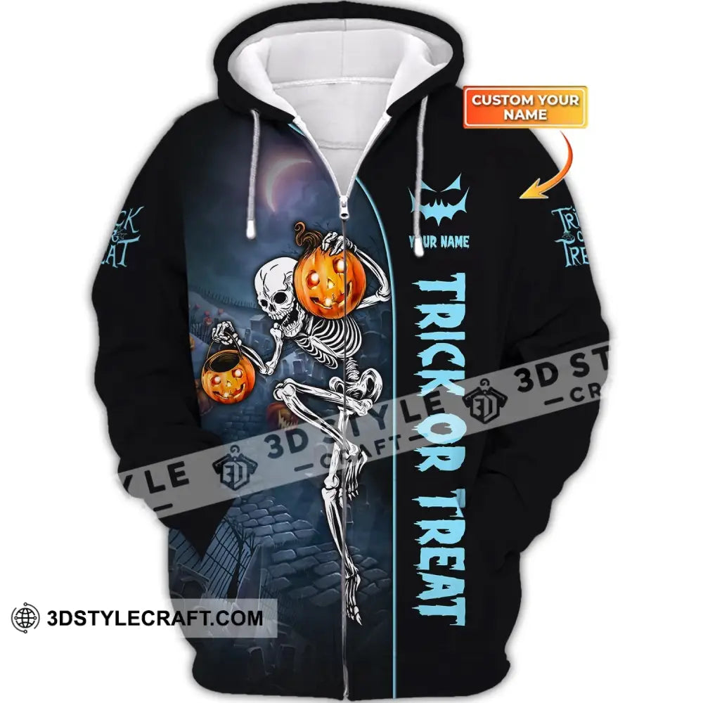 Unisex Shirt Custom Halloween T-Shirt Trick Or Treat For Zipper Hoodie / S