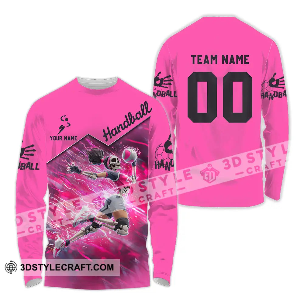 Unisex Shirt - Custom Handball Pink Shirt Long Sleeve Shirt / S T-shirt