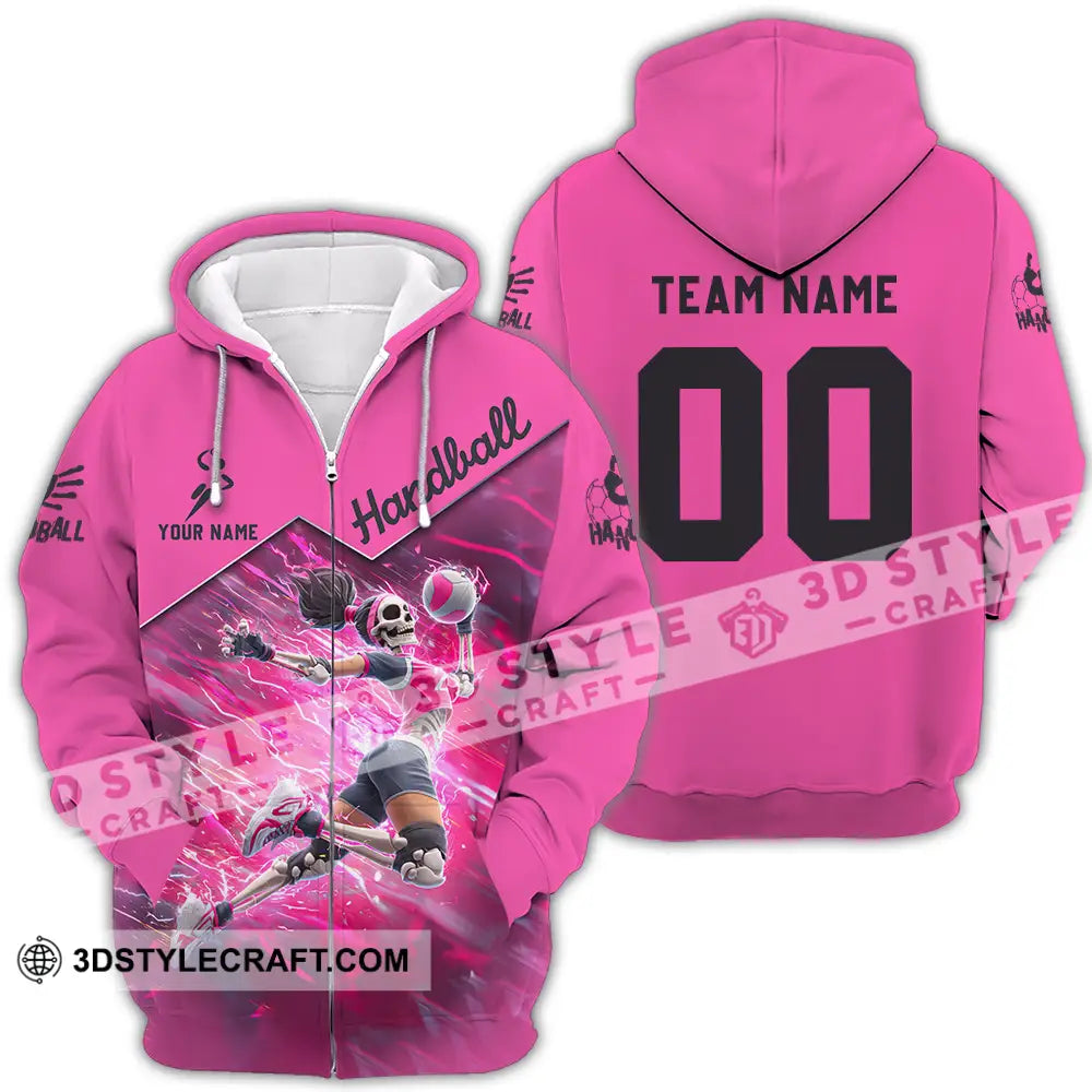 Unisex Shirt - Custom Handball Pink Shirt Zipper Hoodie / S T-shirt