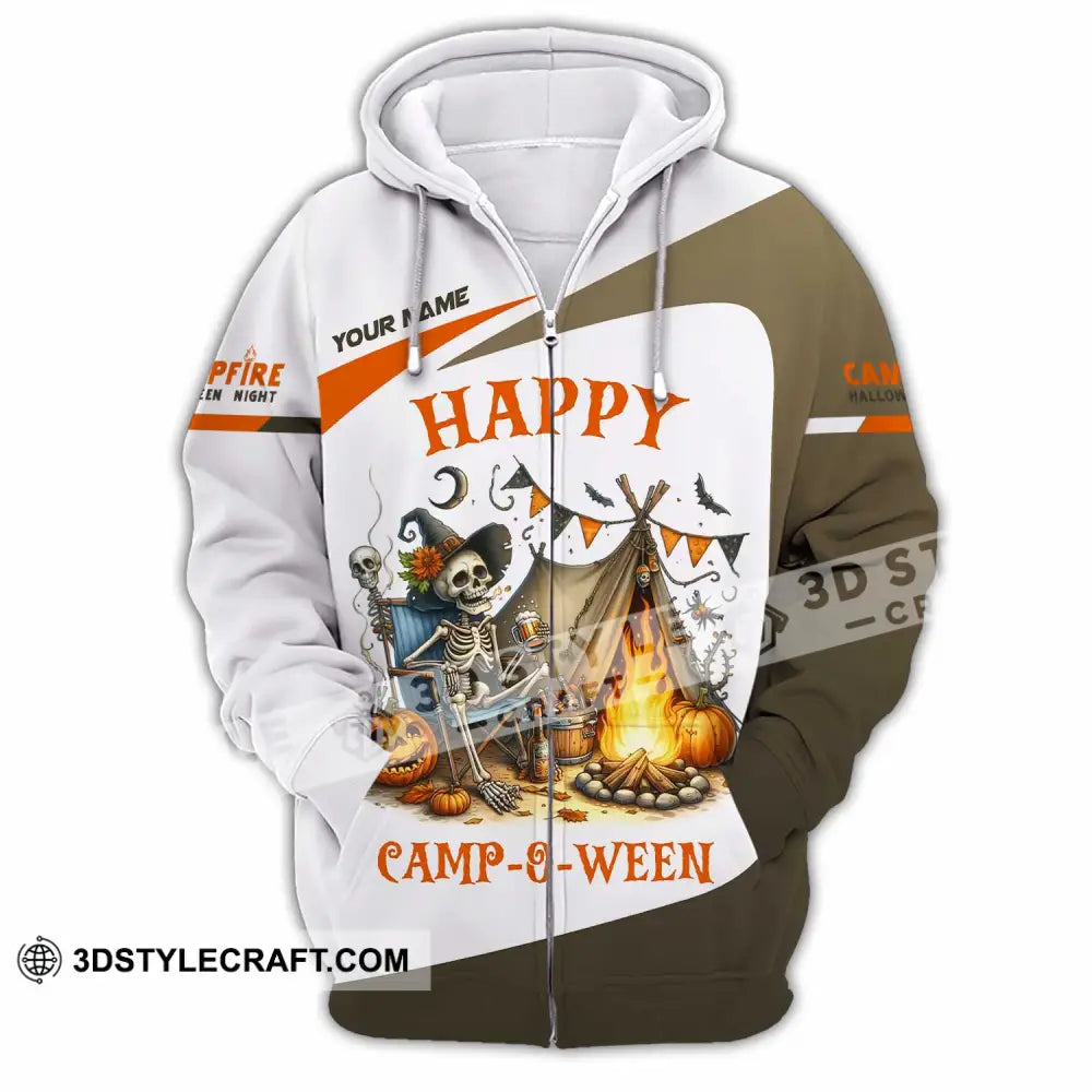 Unisex Shirt Custom Happy Camp O Ween Halloween Camping Shirt Zipper Hoodie / S T shirt