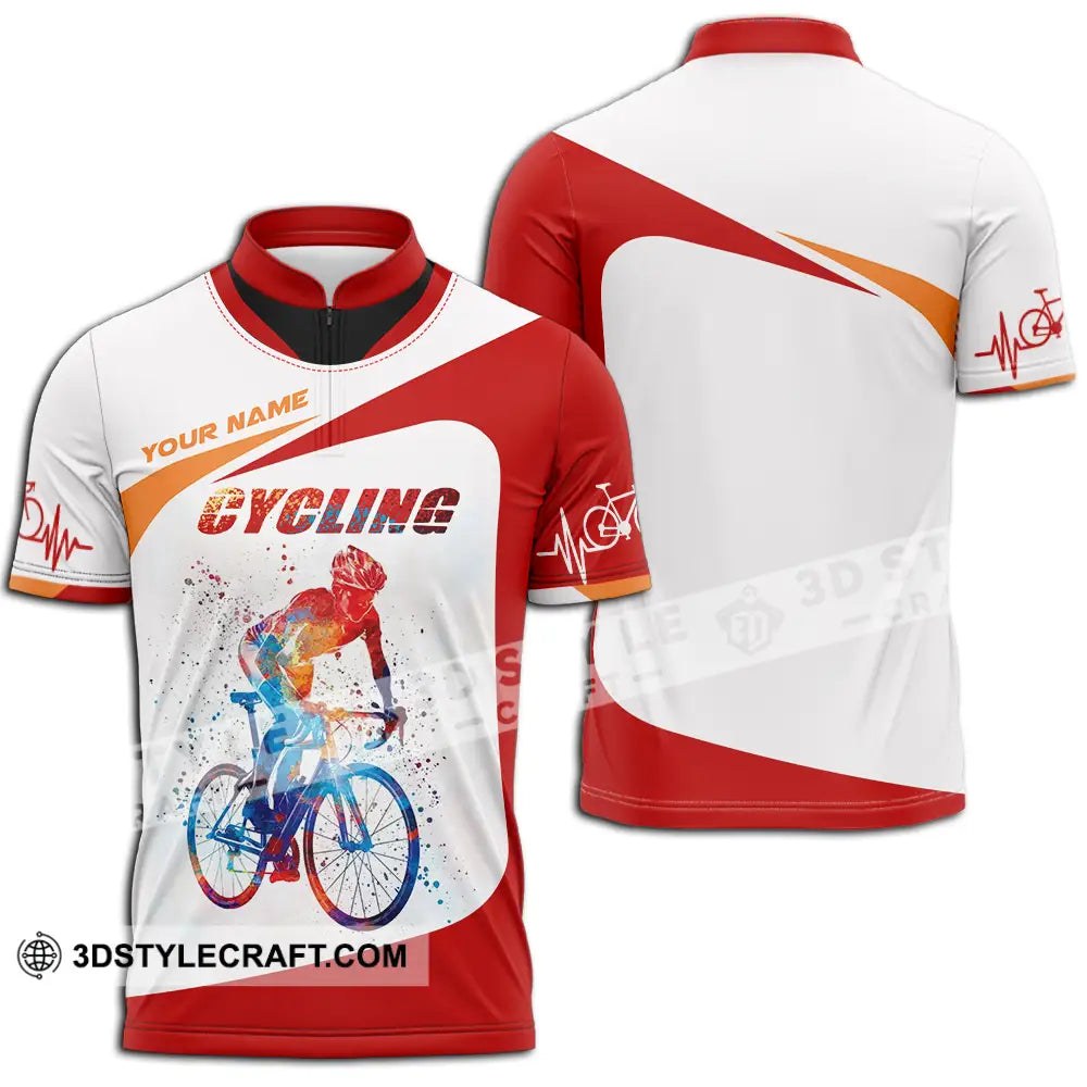 Unisex Shirt - Custom Heartbeat Cycling Lover Shirt Zipper Polo Shirt / S T-shirt