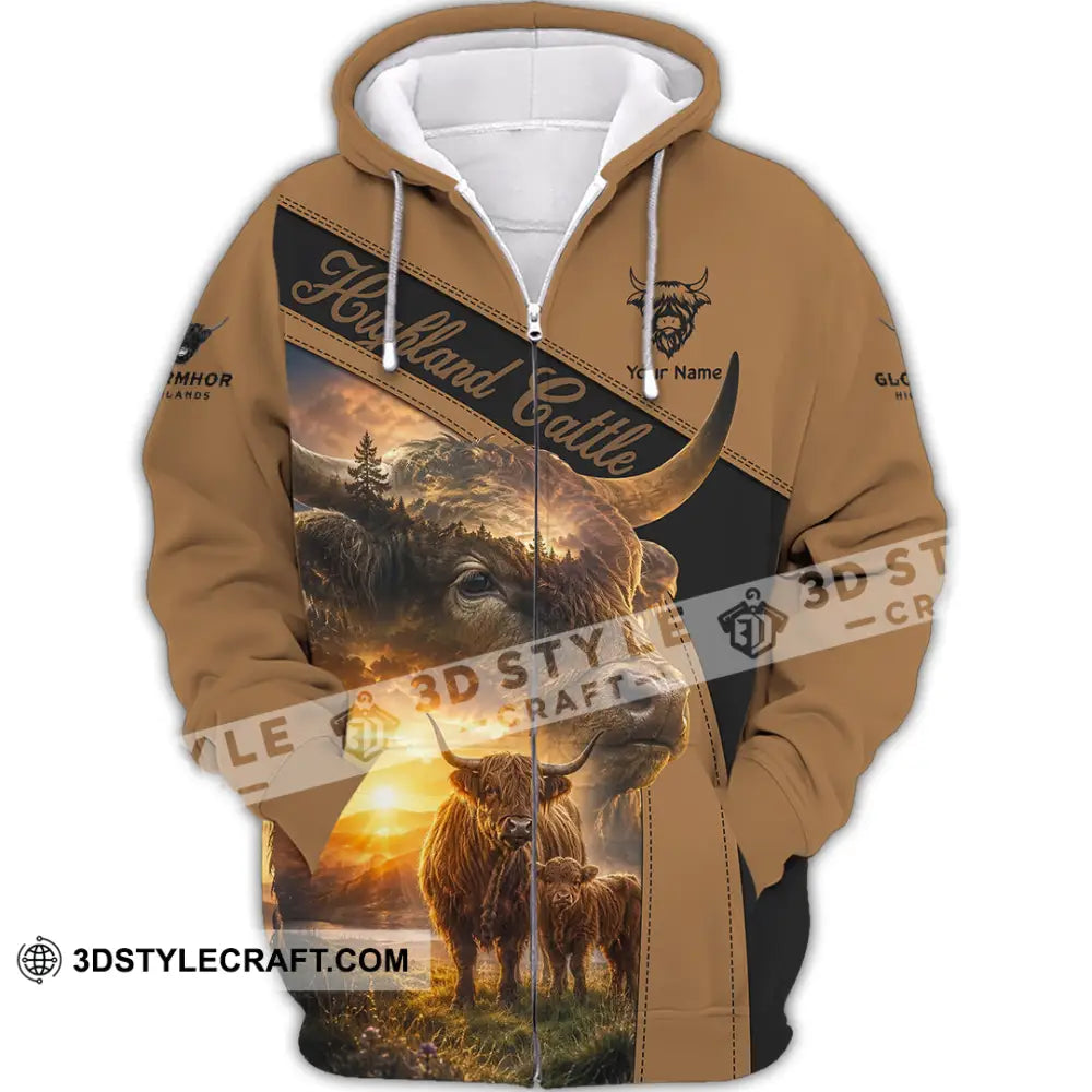 Unisex Shirt - Custom Highland Cattle Shirt - Zipper Hoodie / S - T-shirt