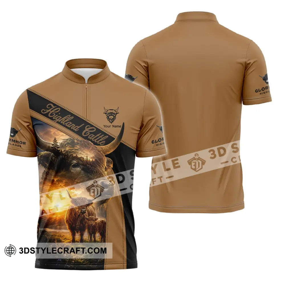 Unisex Shirt - Custom Highland Cattle Shirt - Zipper Polo Shirt / S - T-shirt