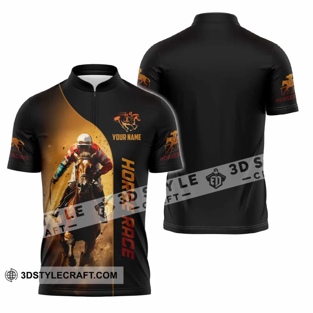Unisex Shirt Custom Horse Race Shirt Zipper Polo Shirt / S T shirt