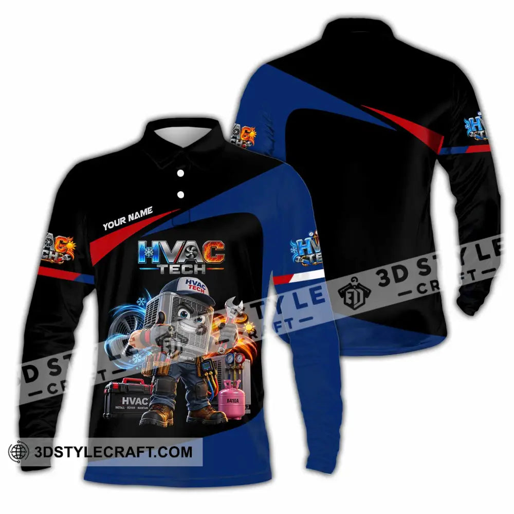 Unisex Shirt - Custom HVAC Tech Shirt - Long Sleeve Polo / S - T-shirt