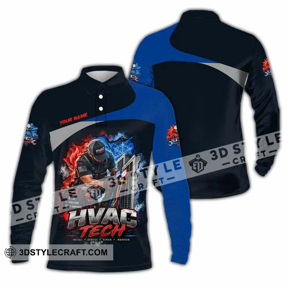 Unisex Shirt - Custom HVAC Tech Shirt - Long Sleeve Polo / S - T-shirt