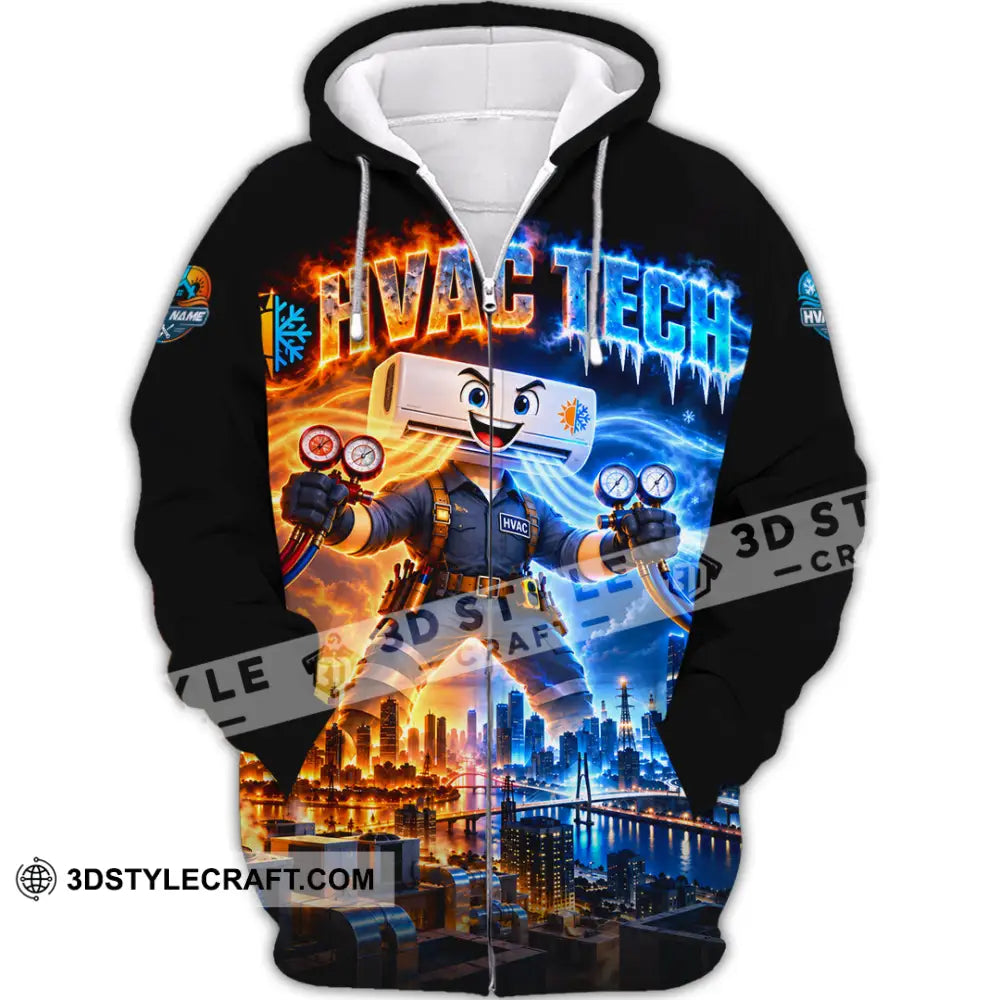 Unisex Shirt - Custom HVAC Tech Shirt - Zipper Hoodie / S - T-shirt