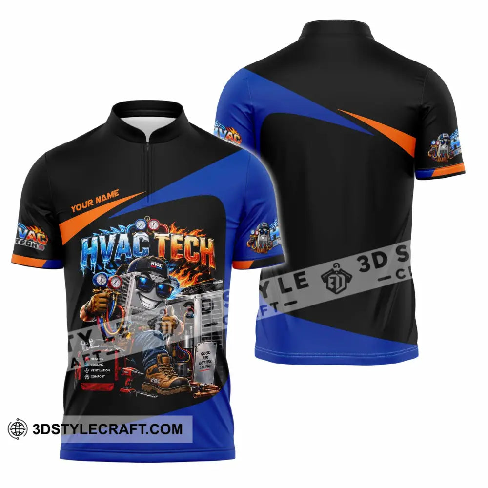 Unisex Shirt - Custom HVAC Tech Shirt - Zipper Polo Shirt / S - T-shirt