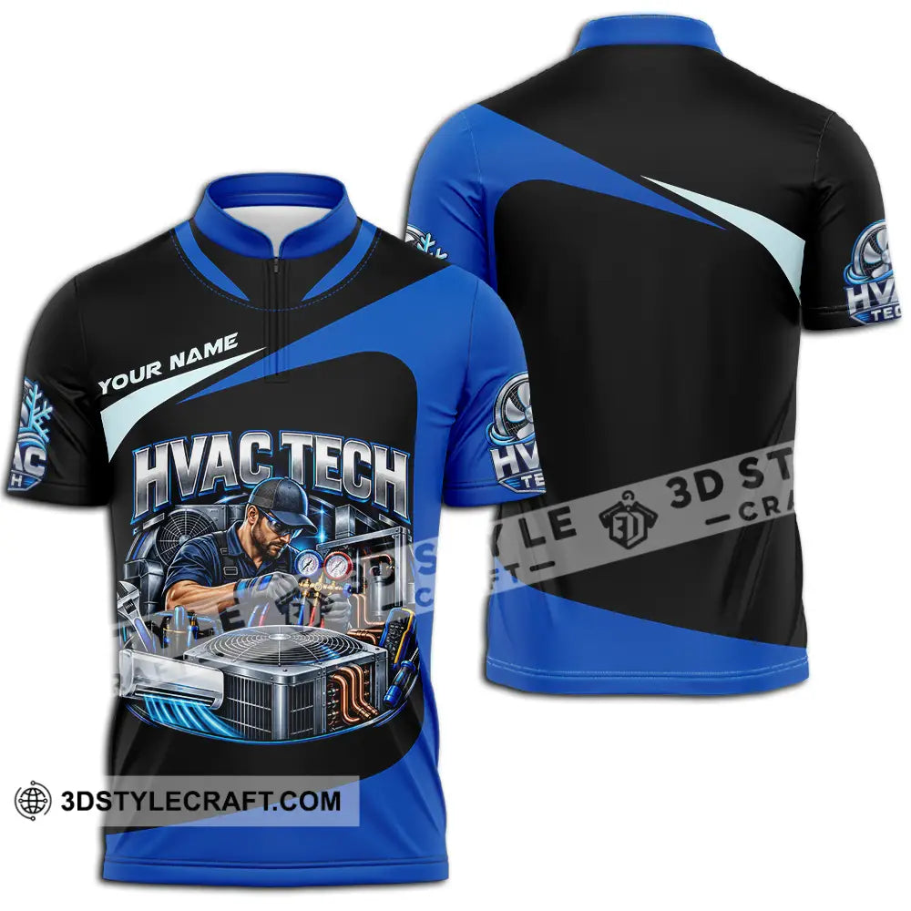 Unisex Shirt - Custom HVAC Tech Shirt - Zipper Polo Shirt / S - T-shirt