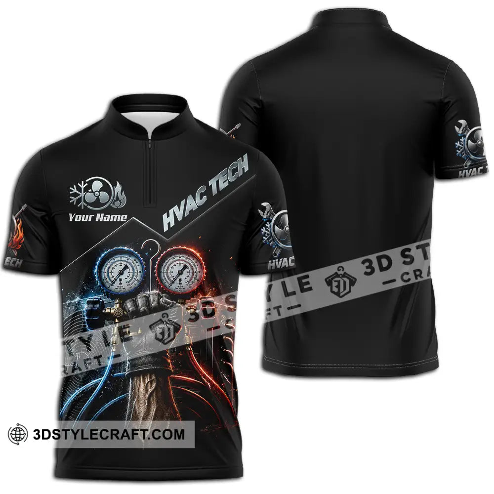Unisex Shirt - Custom HVAC Tech Shirt - Zipper Polo Shirt / S - T-shirt