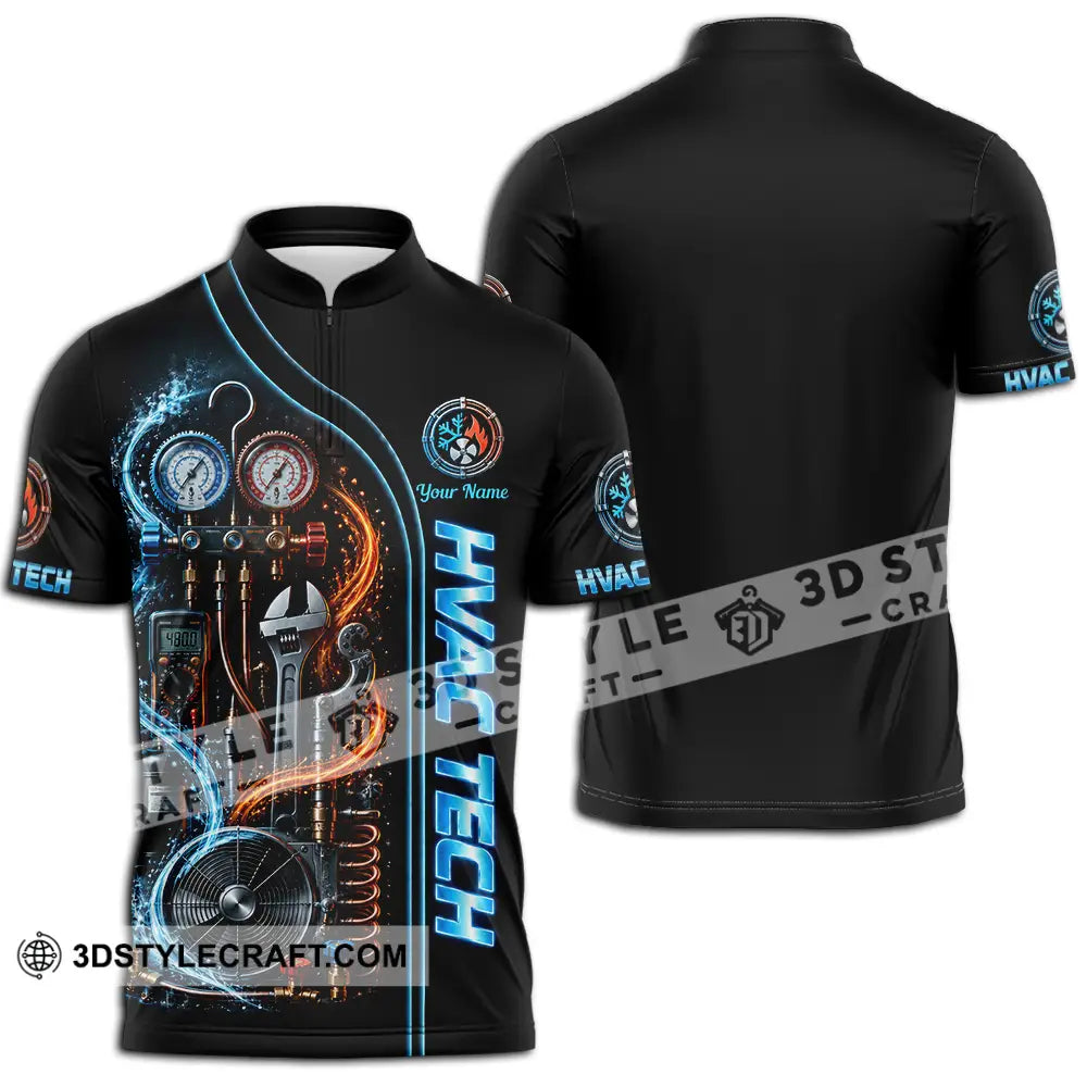 Unisex Shirt - Custom HVAC Tech Shirt - Zipper Polo Shirt / S - T-shirt