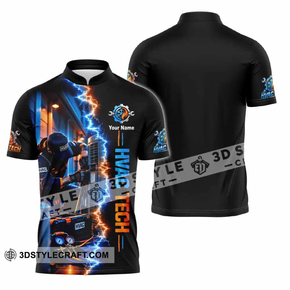 Unisex Shirt - Custom HVAC Tech Shirt - Zipper Polo Shirt / S - T-shirt